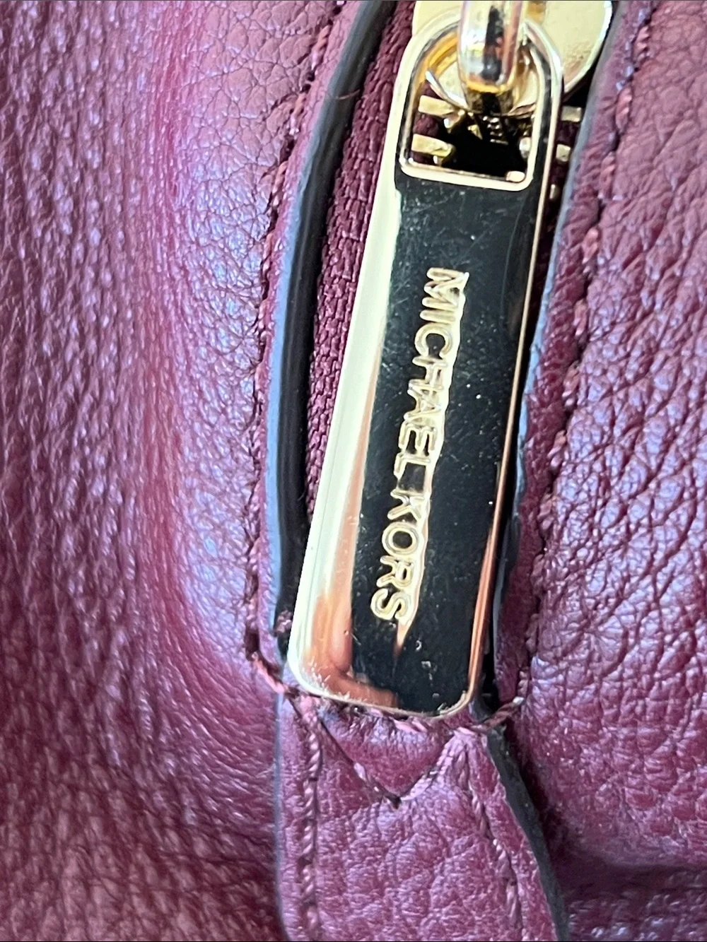 Michael Kors Plum Pebbled Leather Shoulder Hobo with Gold Hardware